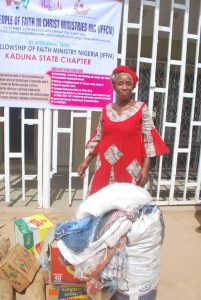 Dr.Elizabeth Afuwape, The Proprietor, ADONAI CHILDREN'S HOME KADUNA Received FOOD and Clothing Items From IFFM Kaduna Chapter
